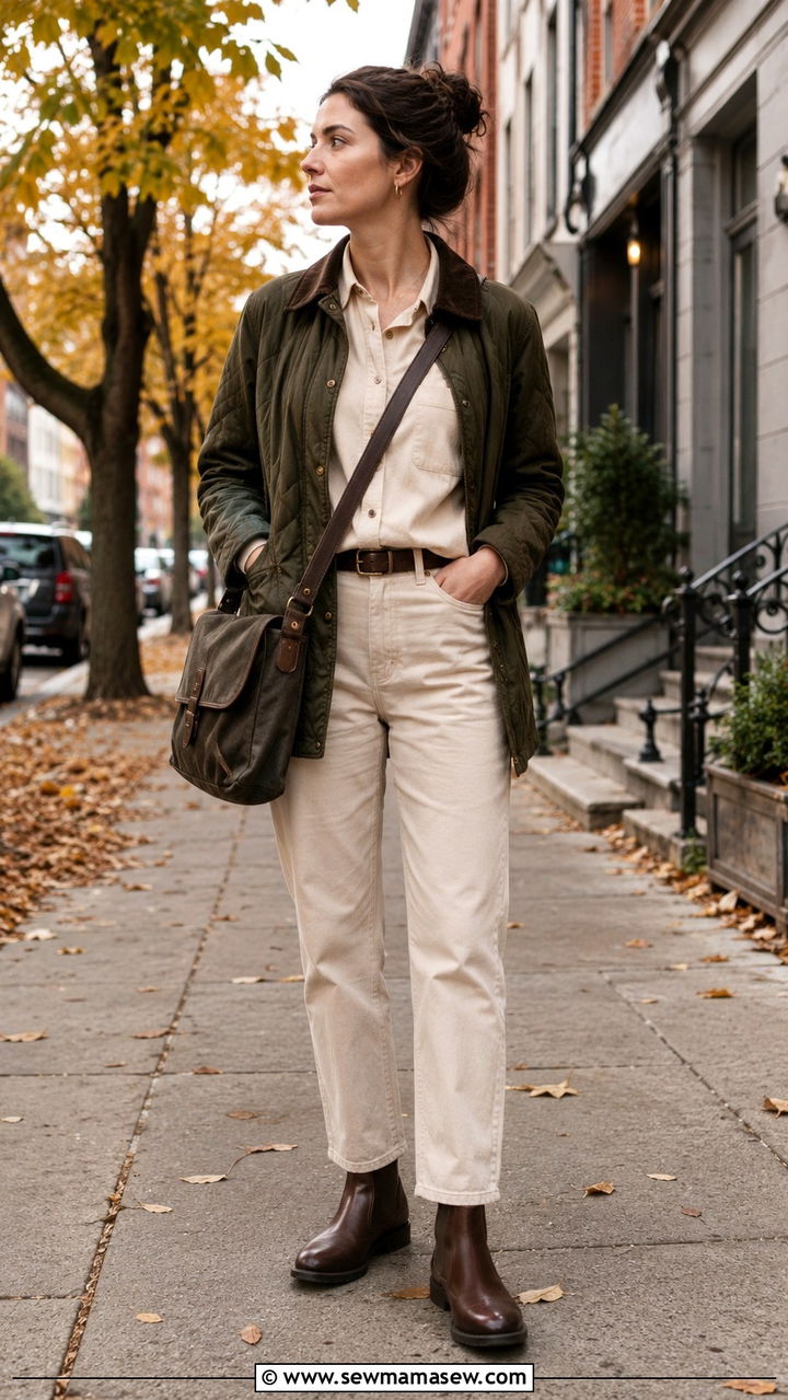 Quilted jacket and straight leg trousers outfit - 25 Urban planner outfit ideas