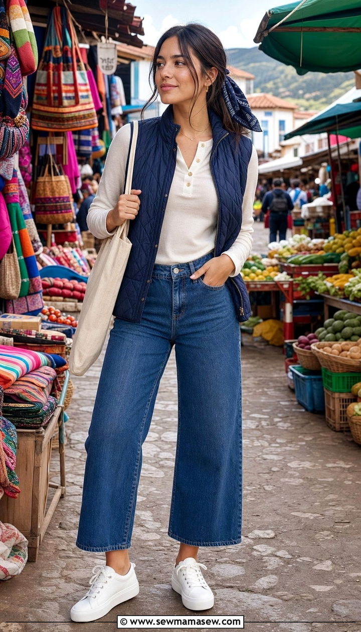 Quilted vest outfit for Cusco travel - 25 Cusco outfit ideas