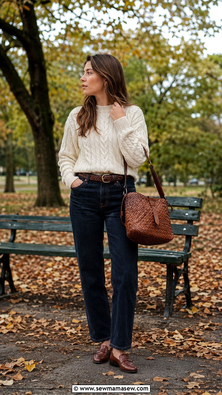 Quince Cable Knit Sweater And Leather Loafers Old Money Outfit - 30 Old money outfit ideas from Quince