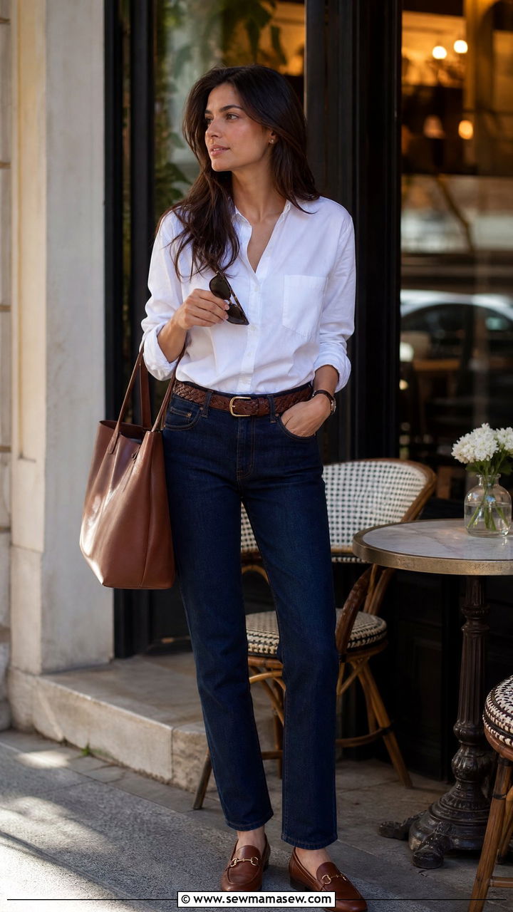 Quince White Oxford Shirt And Dark Jeans Old Money Outfit - 30 Old money outfit ideas from Quince