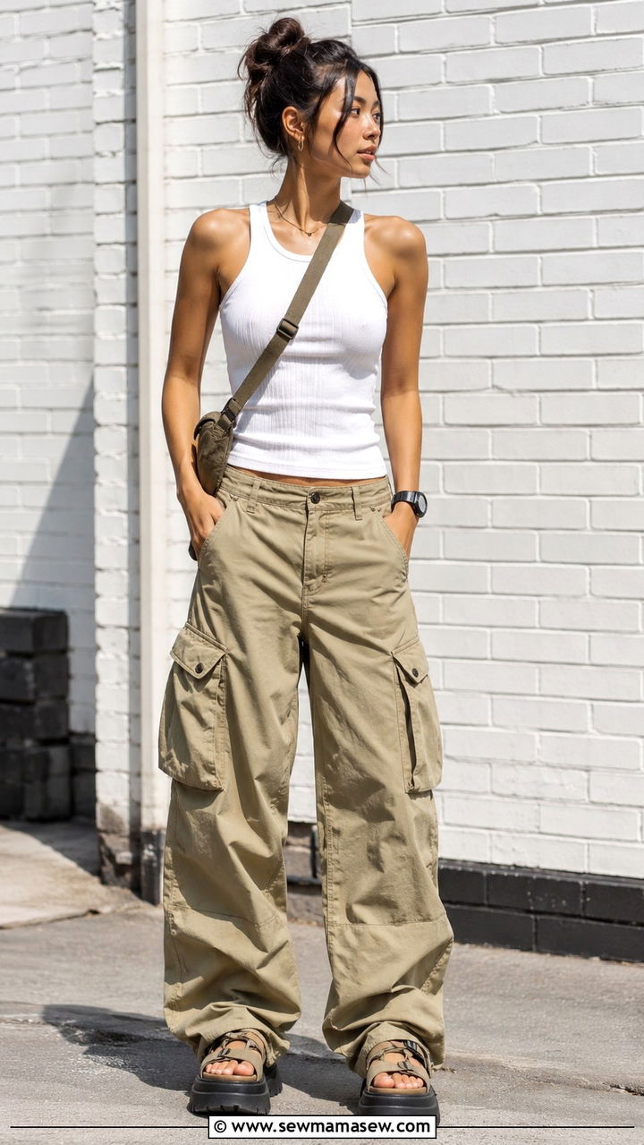Racerback Tank and Cargo Pants Y2K Outfit - 25 Y2K outfits inspo