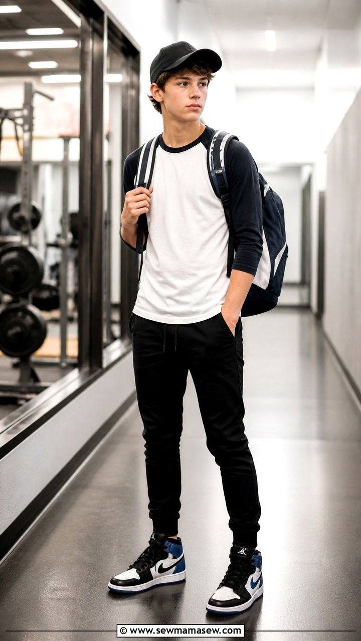 Raglan Sleeve Baseball Tee With Joggers And High Tops - 40 back to school outfit ideas