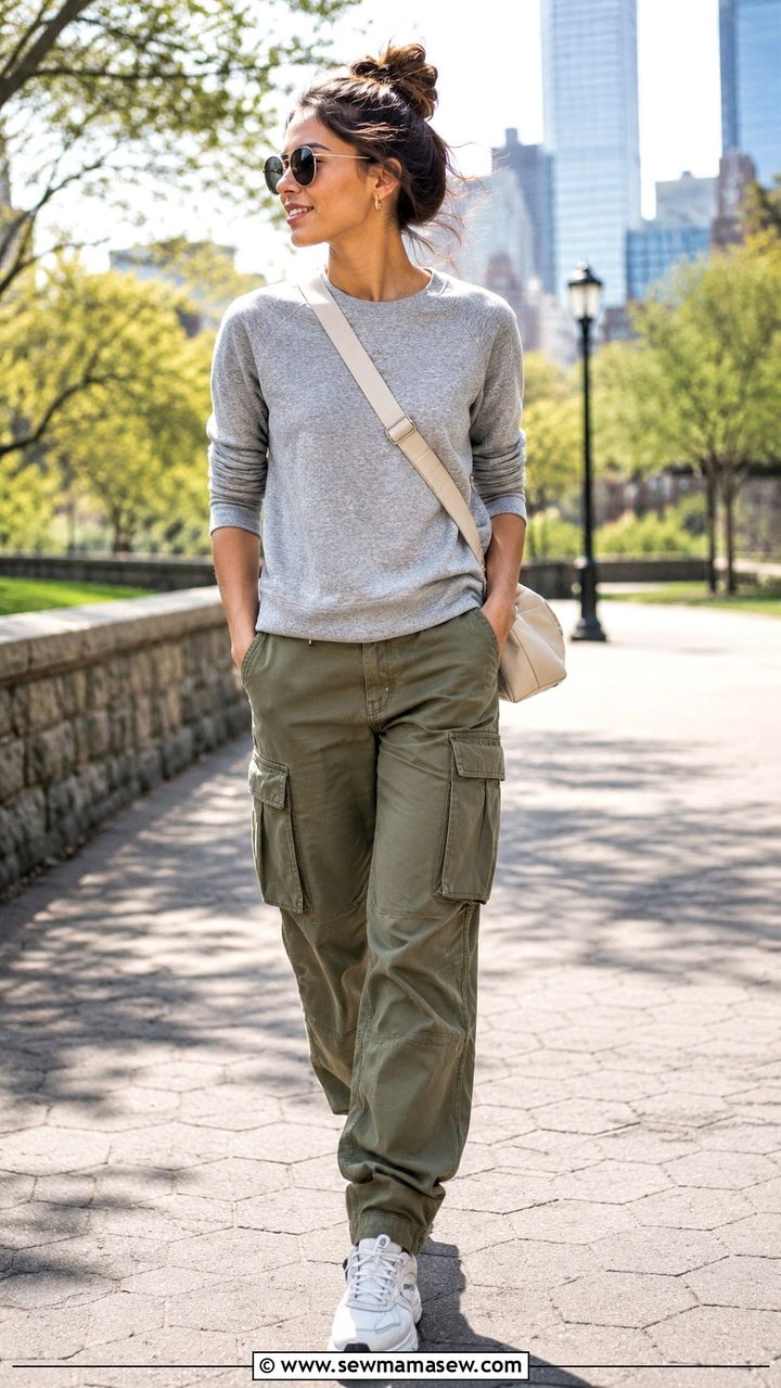 Raglan Sleeve Sweater and Cargo Pants Outfit - 25 Outfit ideas for muscular arms