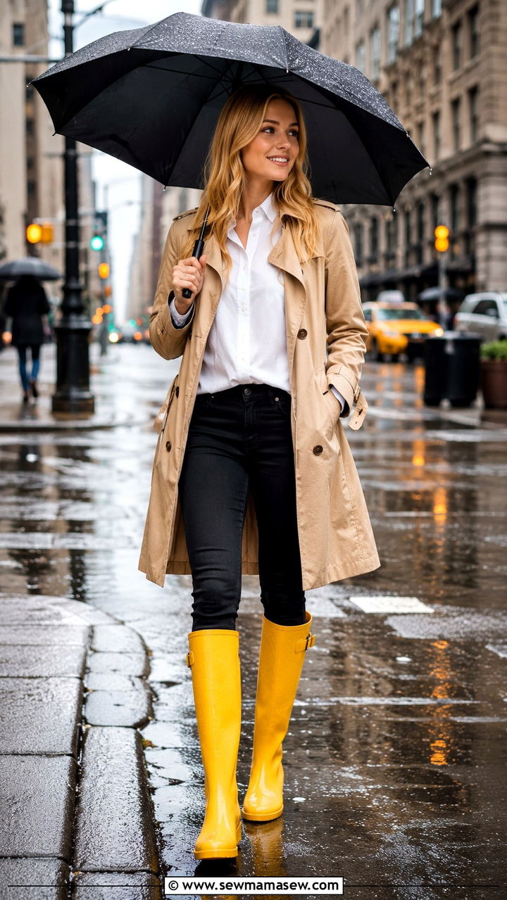 Rain Boots With Bright Color Pops - 30 How to style rain boots