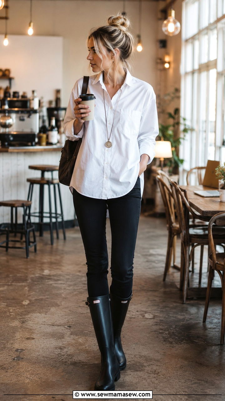 Rain Boots With Button Down Shirt - 30 How to style rain boots