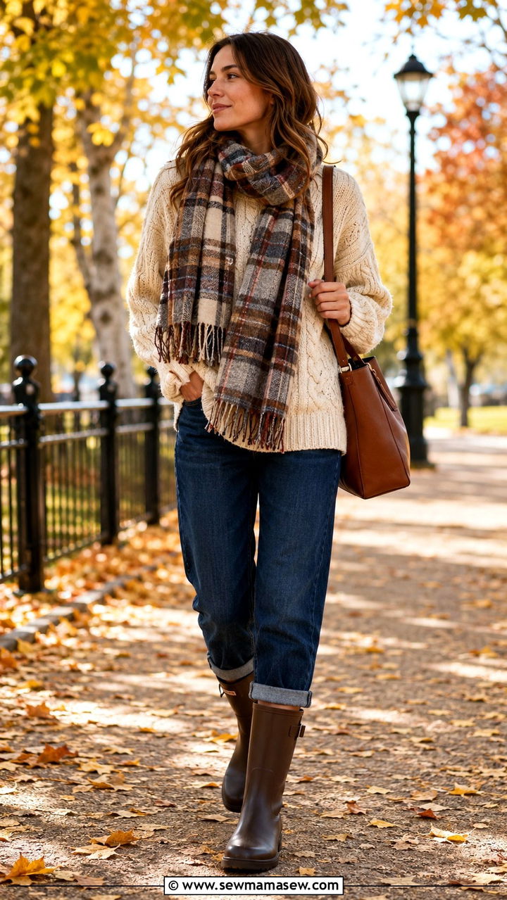 Rain Boots With Knit Sweater And Jeans - 30 How to style rain boots