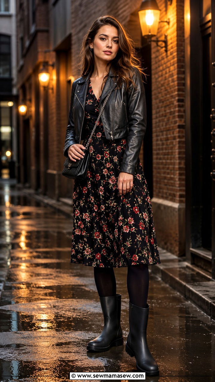 Rain Boots With Leather Jacket - 30 How to style rain boots