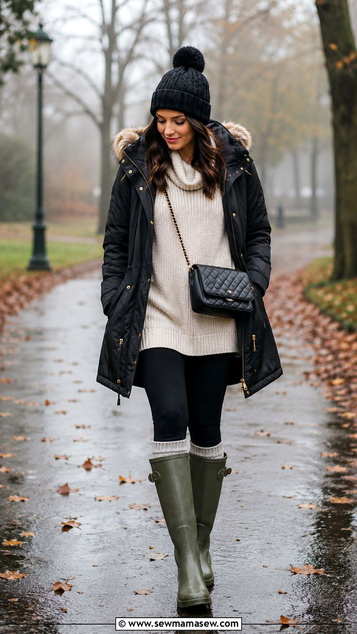 Rain Boots With Leggings And Parka - 30 How to style rain boots