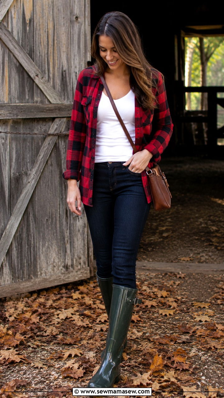 Rain Boots With Plaid Shirt - 30 How to style rain boots