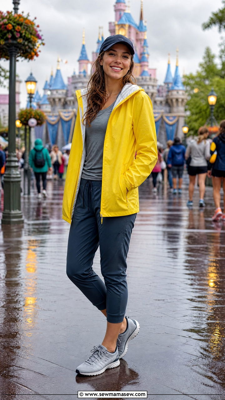 Rain Jacket and Waterproof Sneakers Outfit - 40 What to wear in Disneyland