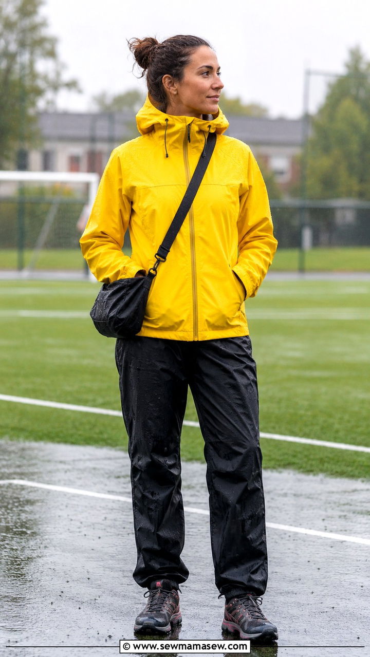 Rain Jacket and Waterproof Training Pants - 25 PE teacher outfit ideas