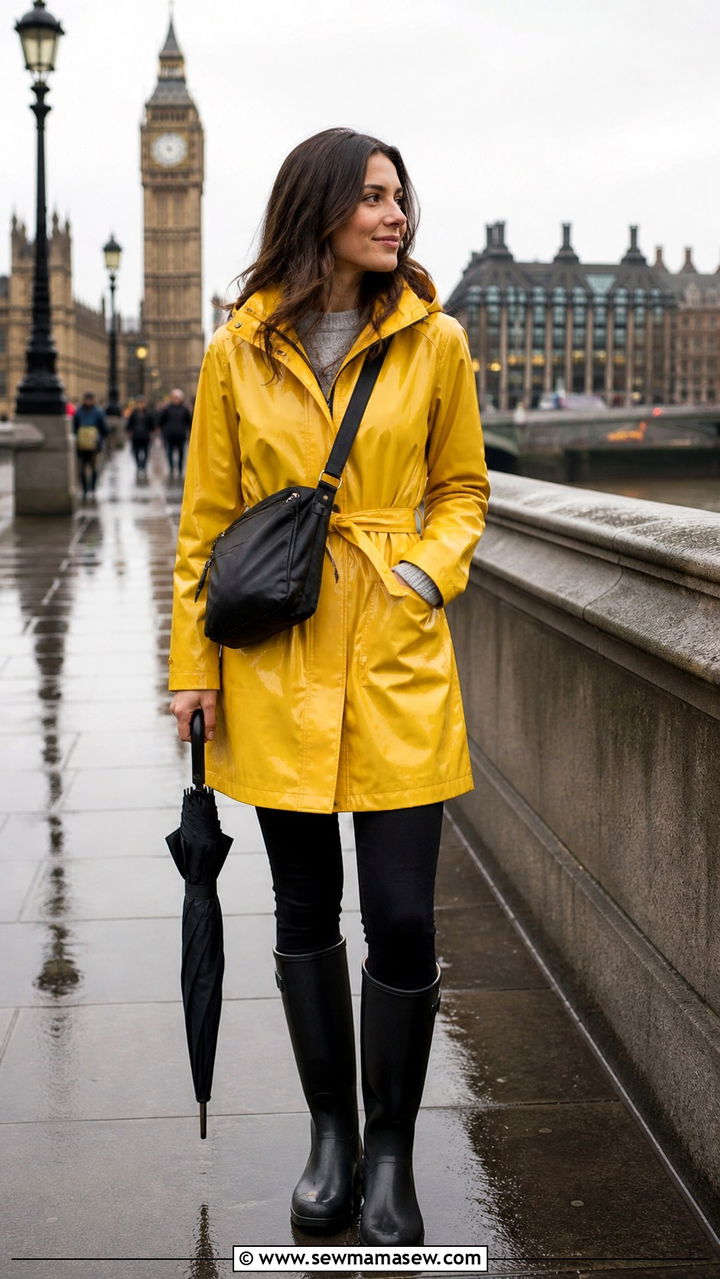 Raincoat with Skinny Jeans and Rain Boots Outfit - 40 What to wear in London