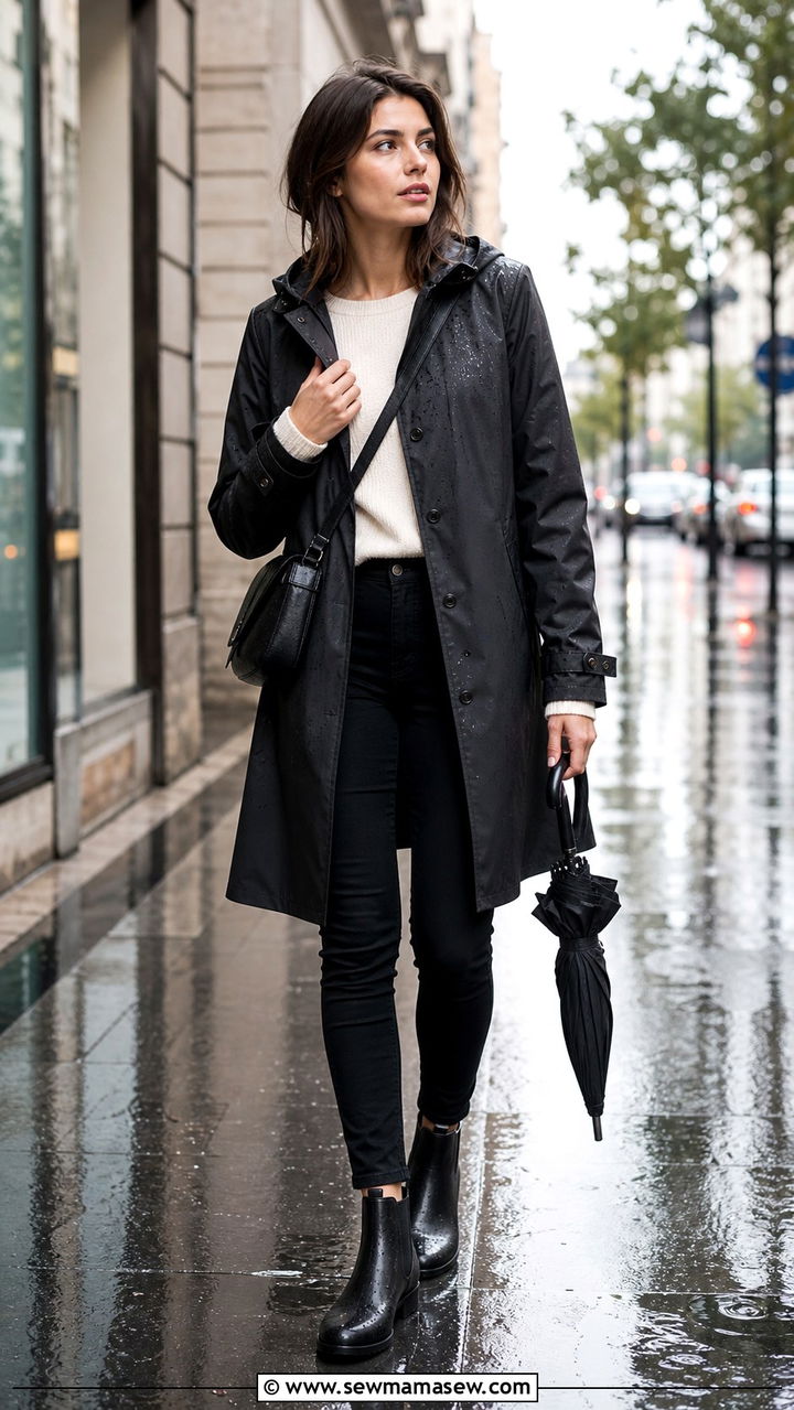 Raincoat with rain boots outfit New York - 40 What to wear in New York