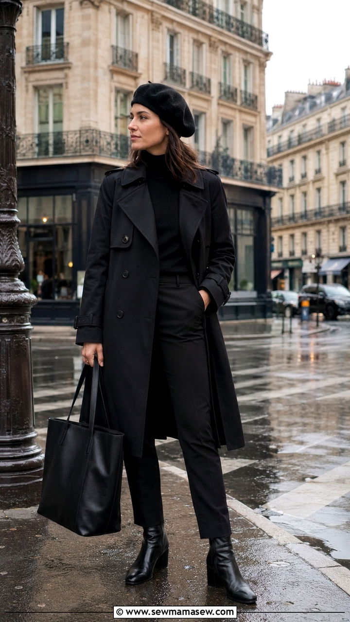 Rainy Day All Black Monochrome Outfit - 30 cute rainy day outfits