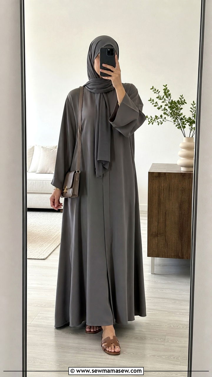 Ramadan Abaya With Soft Hijab And Flats - 40 Ramadan outfit ideas
