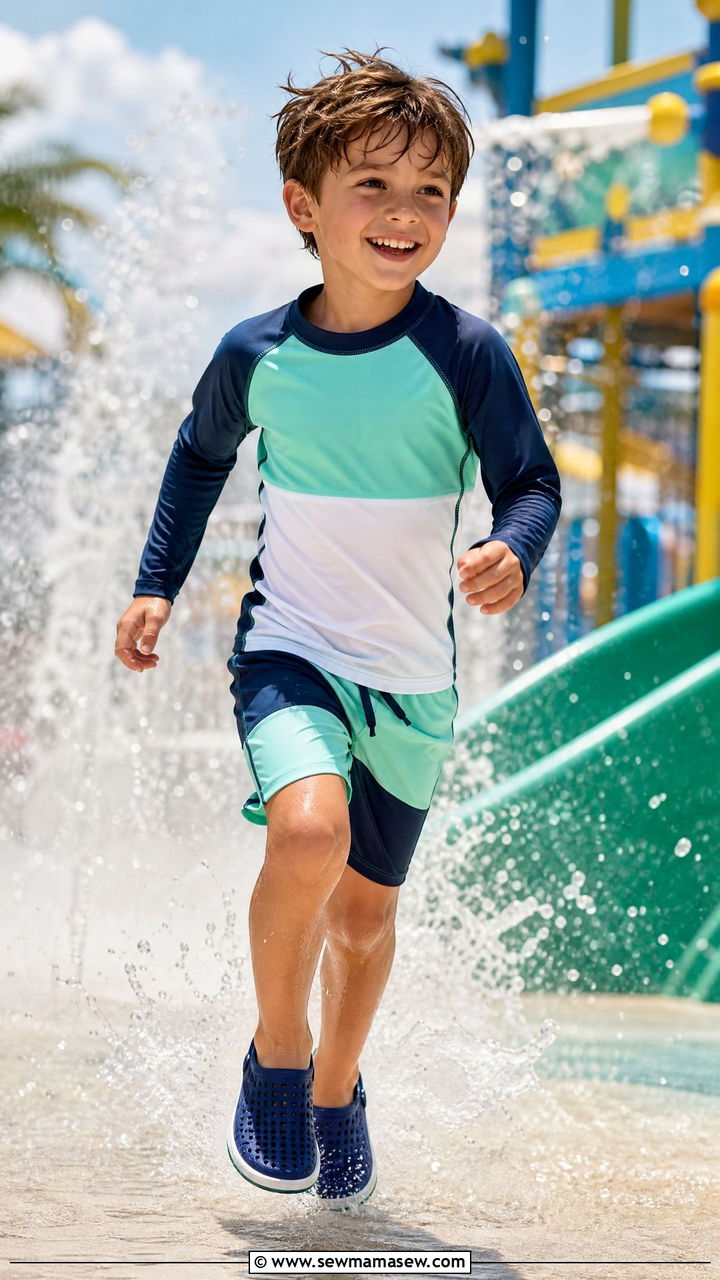 Rash Guard and Swim Trunks Set - 30 Summer outfits for kids