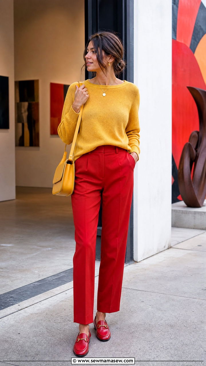 Red And Yellow Color Block Outfit - 30 Color blocking outfit ideas