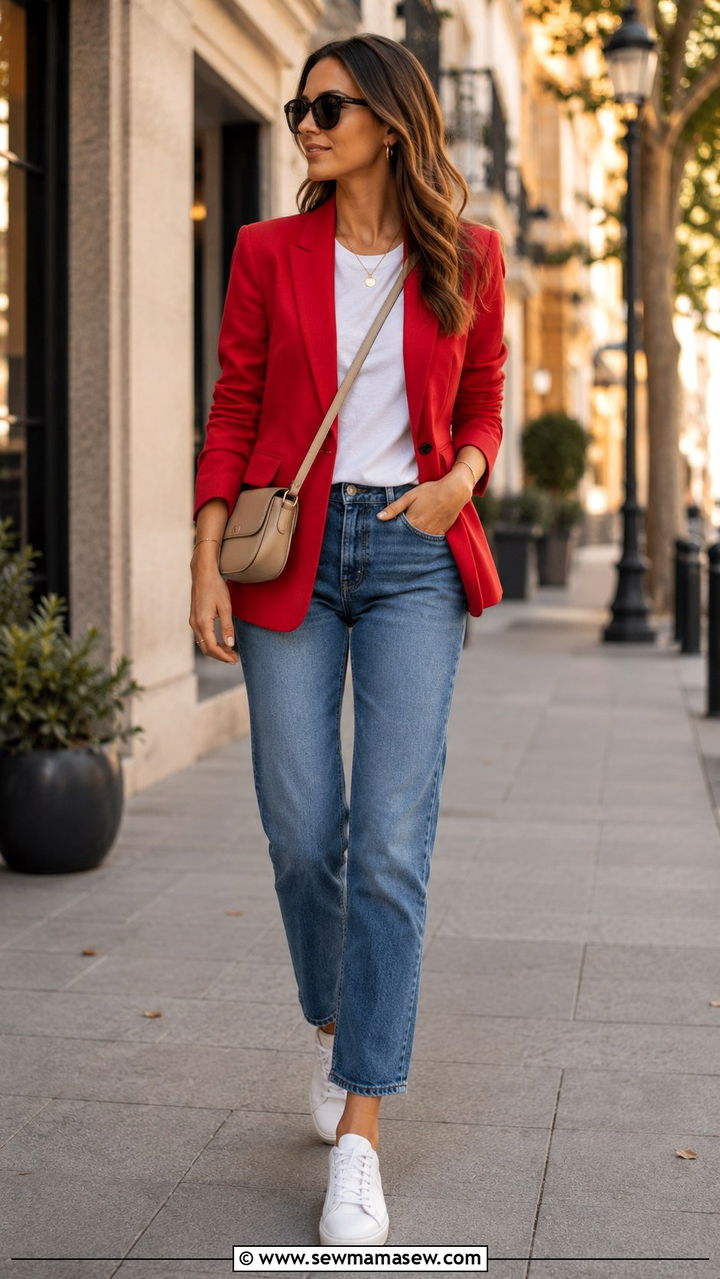 Red Blazer With Jeans Outfit - 30 red outfit ideas for women