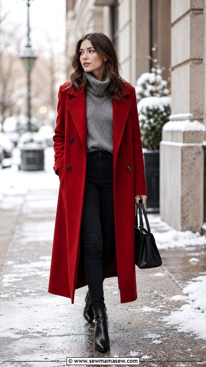 Red Coat Outfit - 30 red outfit ideas for women