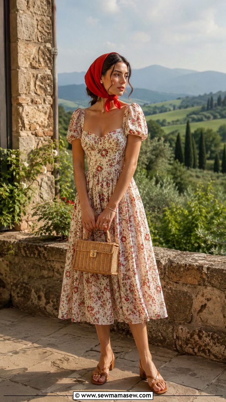 Red Corset Top With Flowy White Maxi Skirt - 30 Tomato girl summer outfits