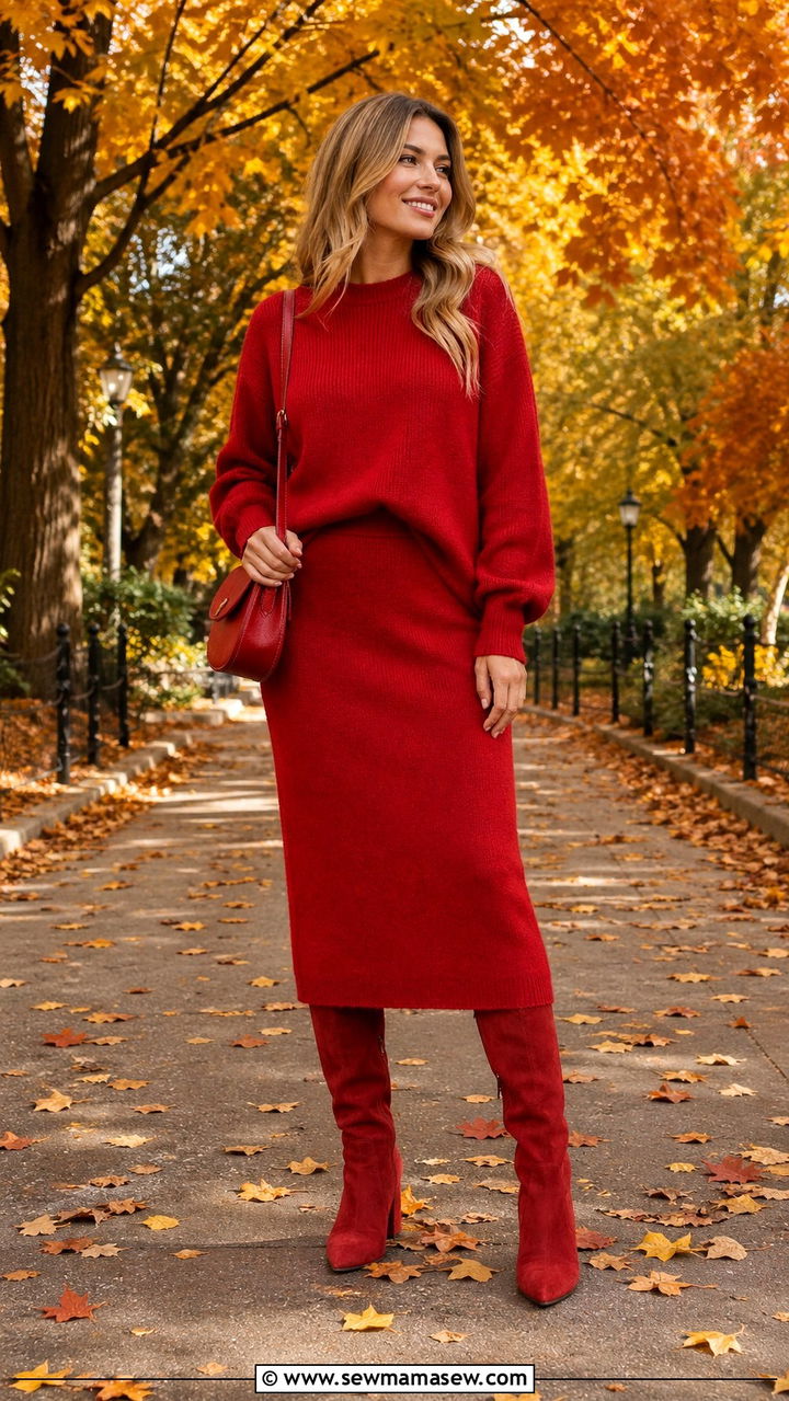 Red Knit Co Ord Set - 40 All red outfit ideas