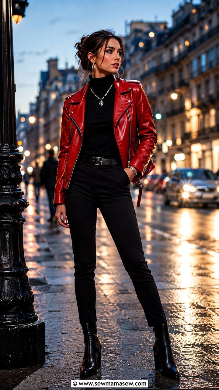 Red Leather Jacket Outfit - 30 red outfit ideas for women