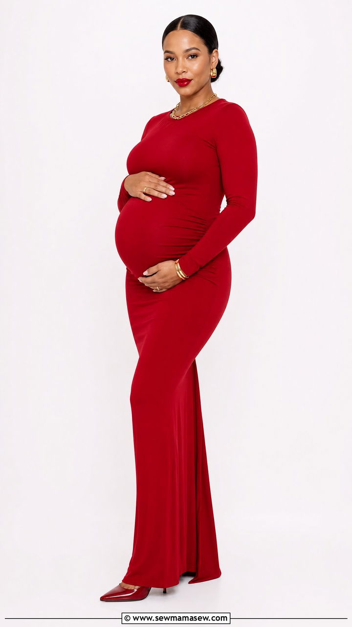 Red Monochrome Maternity Photoshoot Outfit - 25 Maternity photo outfit ideas 2026