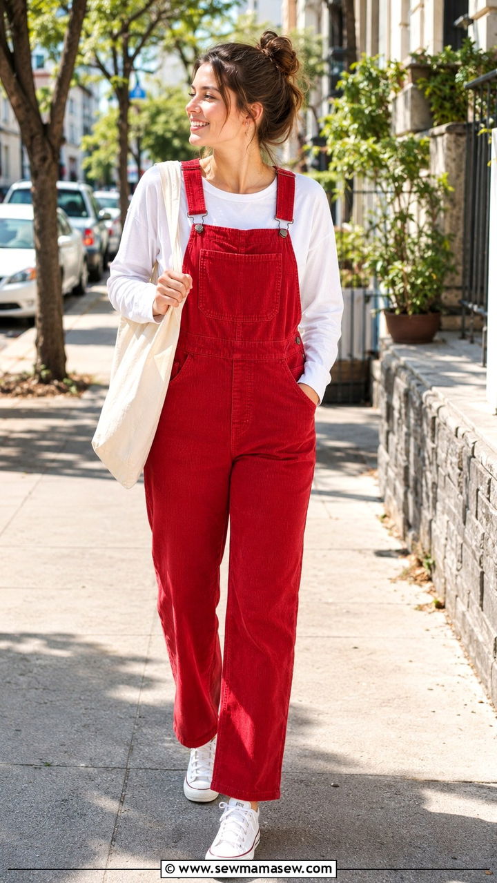 Red Overalls Outfit - 30 red outfit ideas for women
