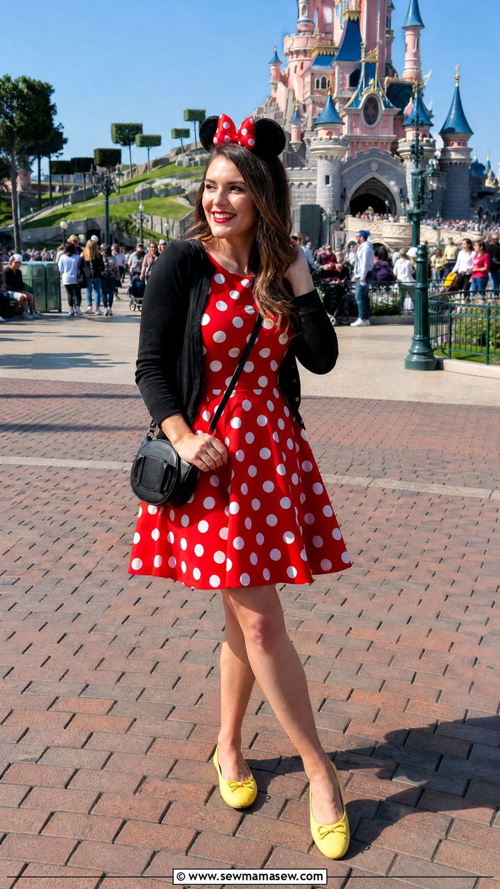 Red Polka Dot Dress and Yellow Shoes Minnie Mouse Disney Bound - 30 Disneyland Paris outfit ideas