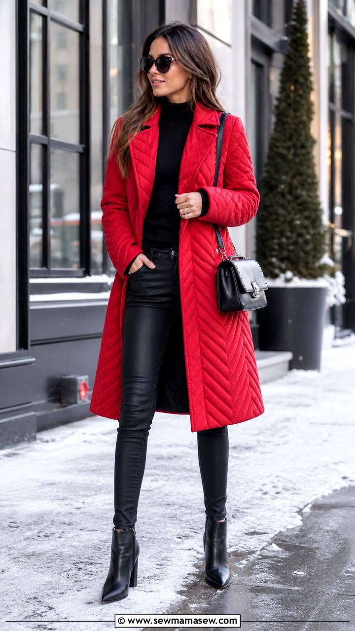 Red Quilted Coat Outfit - 40 Quilted coat outfit ideas