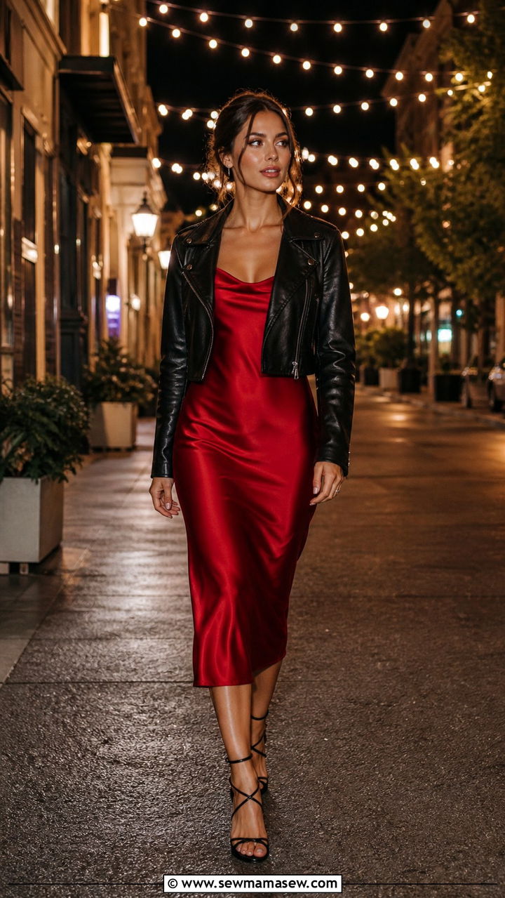 Red Satin Slip Dress Spring Festival Outfit - 40 Spring festival outfits
