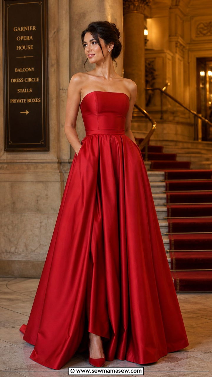 Red Strapless Ball Gown With Matching Heels - 40 Gala outfit ideas