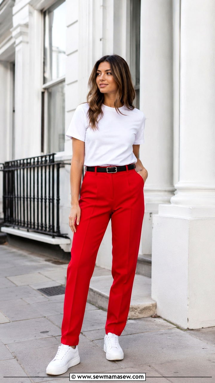Red Trousers Outfit - 30 red outfit ideas for women