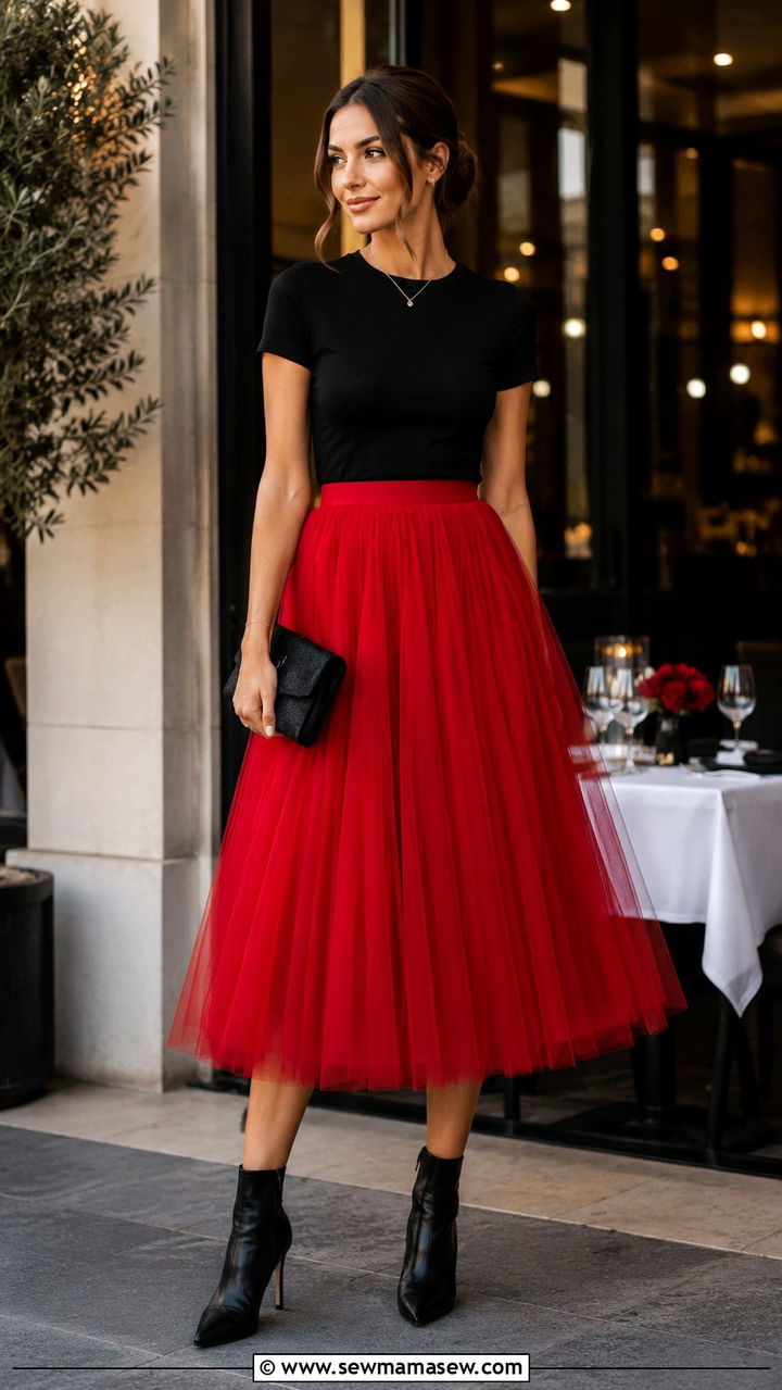 Red Tulle Skirt With Black Tee Outfit - 20 Tulle skirt outfit ideas with a tee