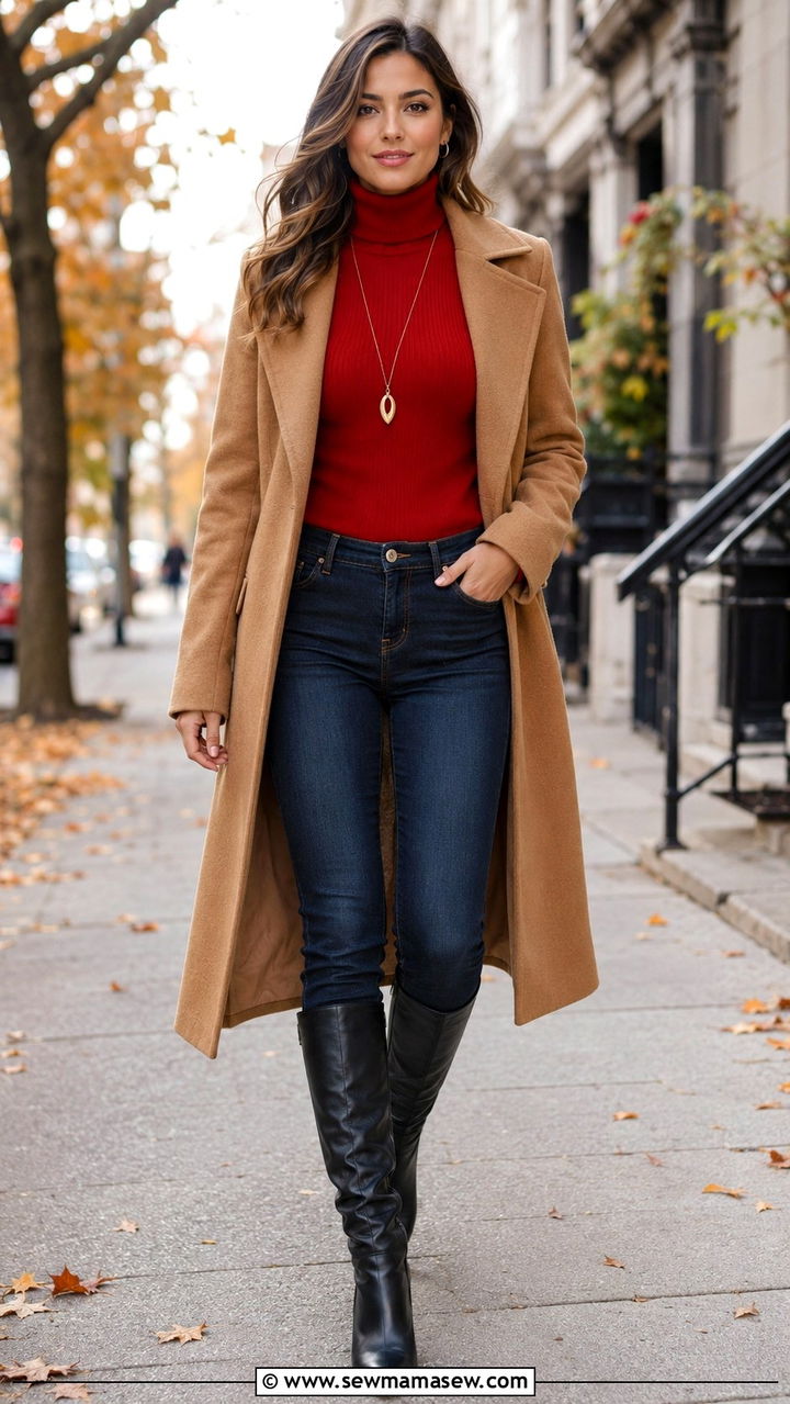 Red Turtleneck Outfit - 30 red outfit ideas for women