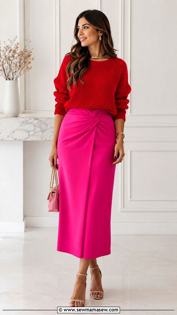 Red and Pink Outfit - 30 red outfit ideas for women