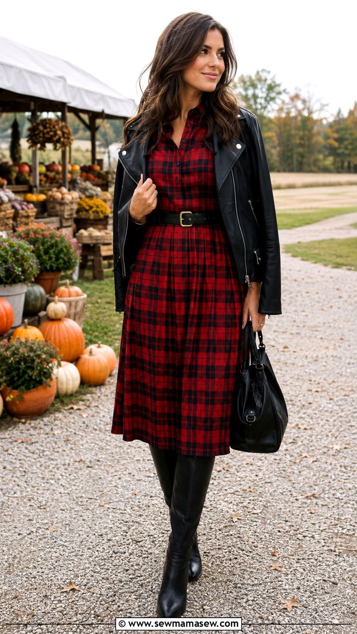 Red and black plaid dress - 25 Red and black outfit ideas