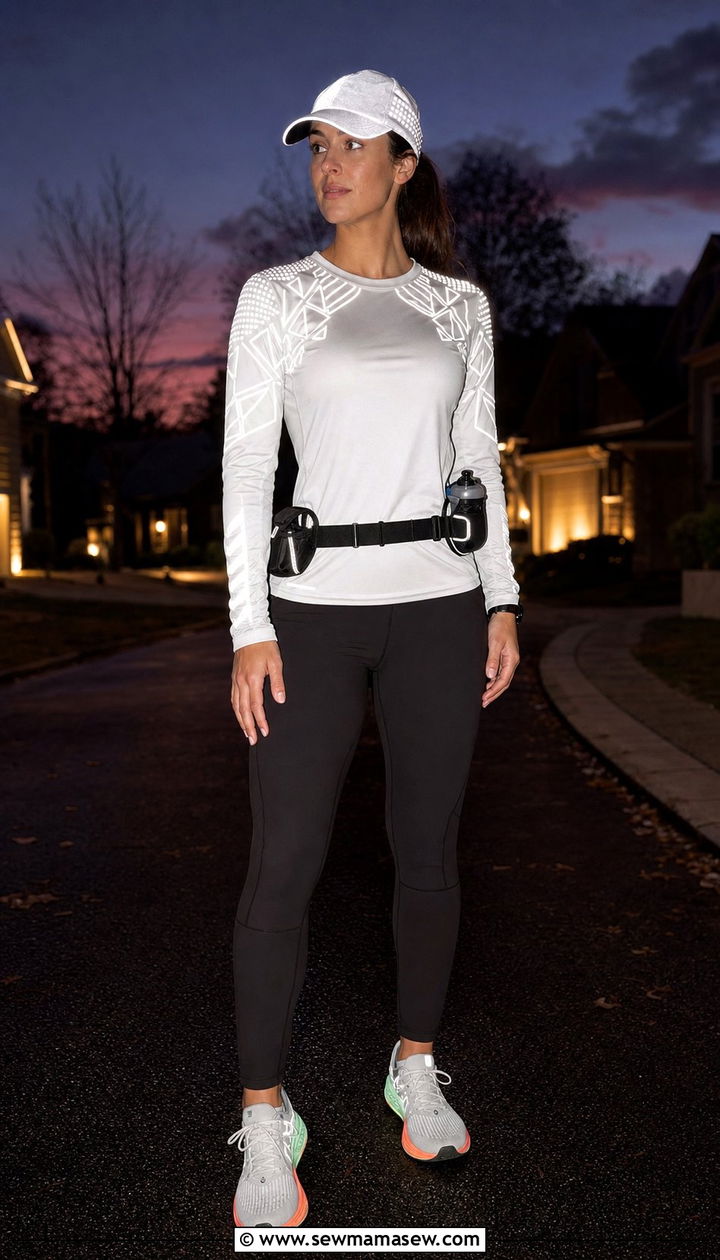 Reflective Long Sleeve Tee and Black Leggings - 25 Evening run outfit ideas
