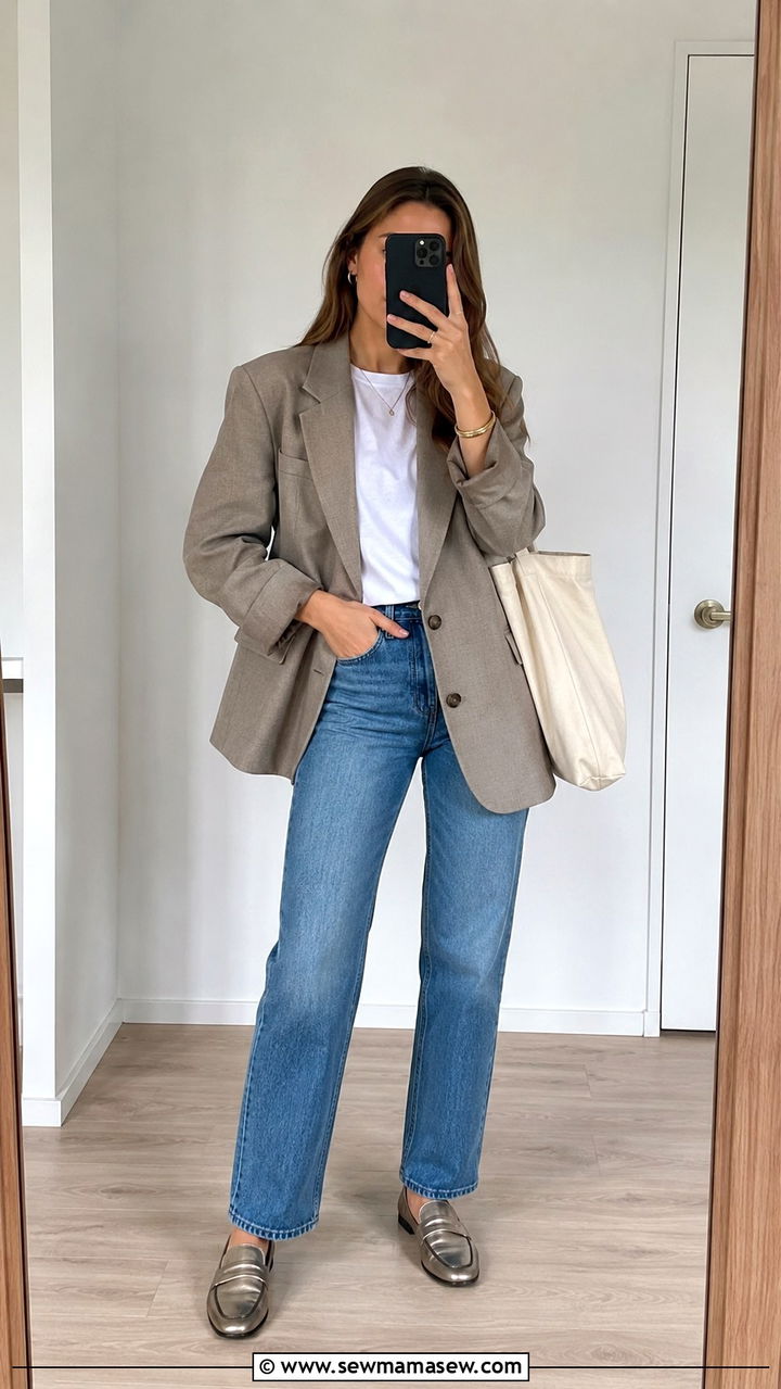 Relaxed Blazer With Straight Leg Jeans And Loafers - 25 Ageless outfit ideas 2026