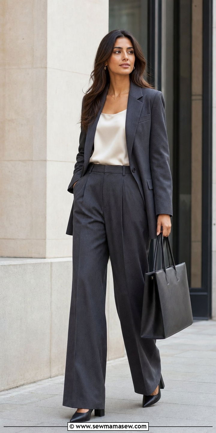 Relaxed Blazer with Wide Leg Trousers - 25 classy outfits for modest women