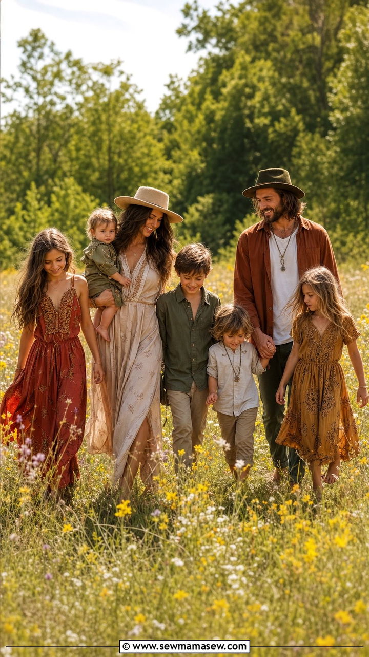 Relaxed Bohemian Earthy Tones Outfit - 25 Family photo outfits for large families