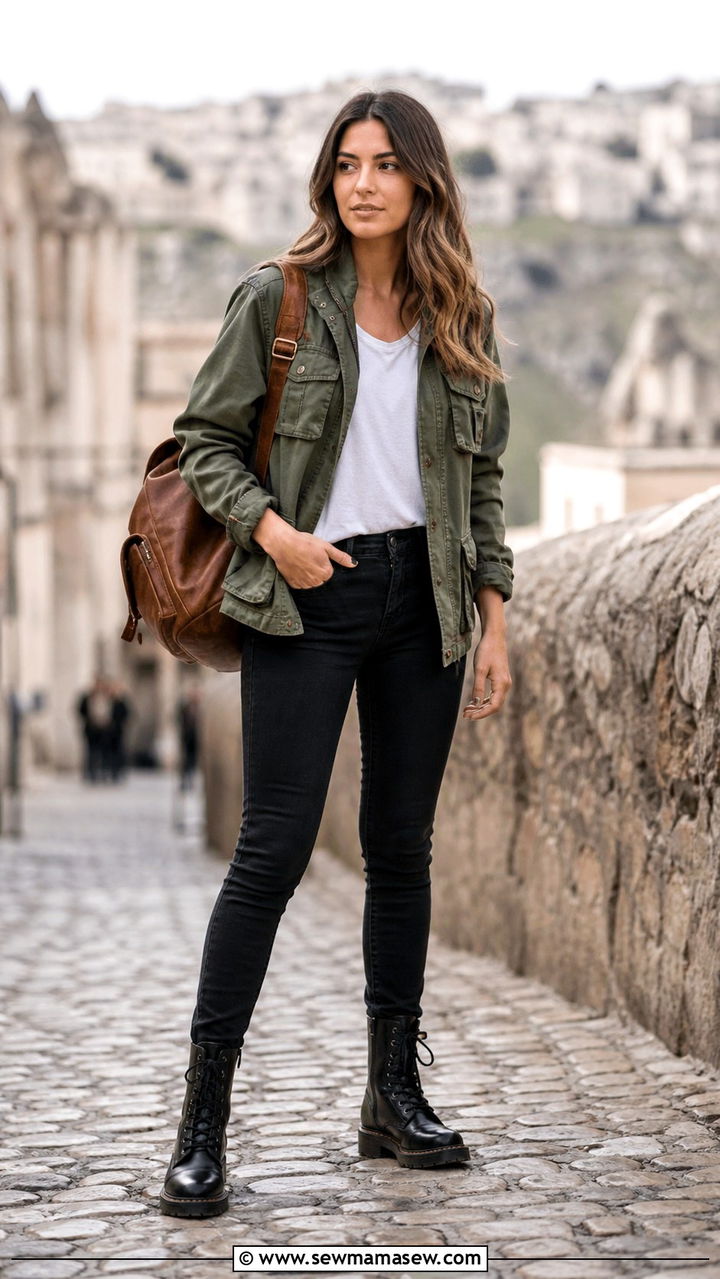 Relaxed Button Down And Wide Leg Trousers With Loafers - 40 casual travel outfits