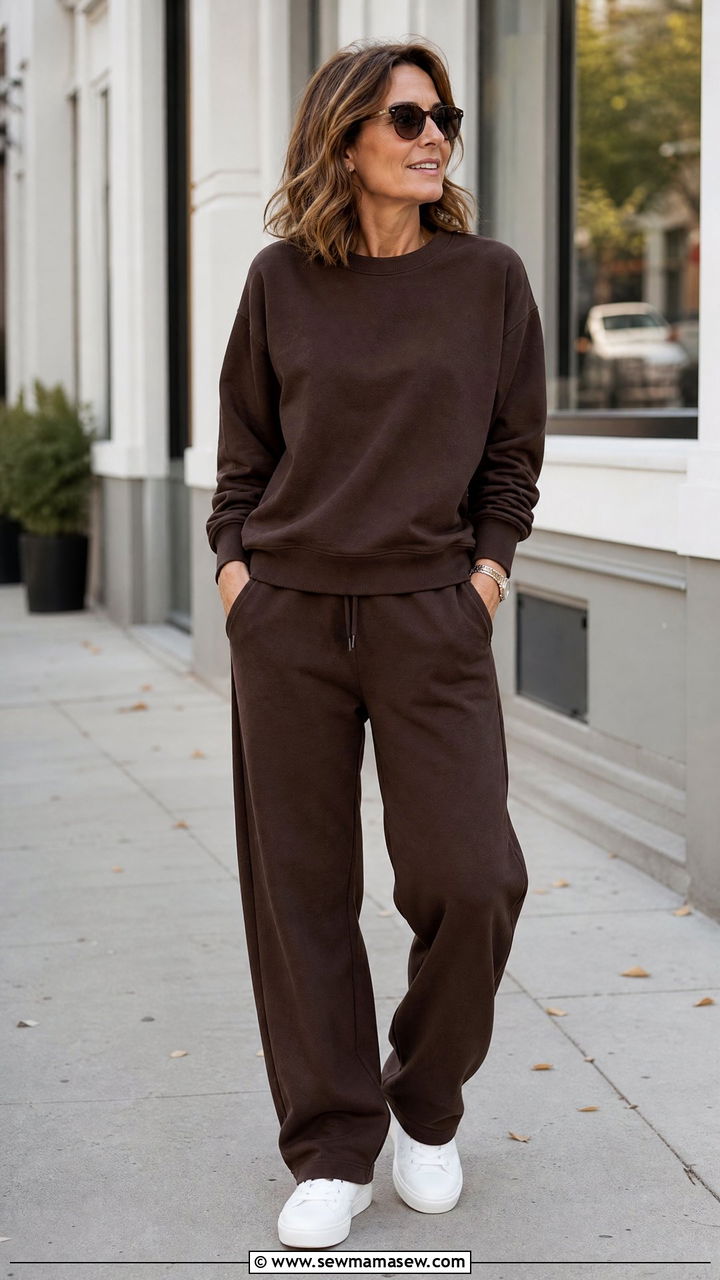 Relaxed Crewneck and Sweatpants Set Outfit - 35 Loungewear outfit ideas for women over 40