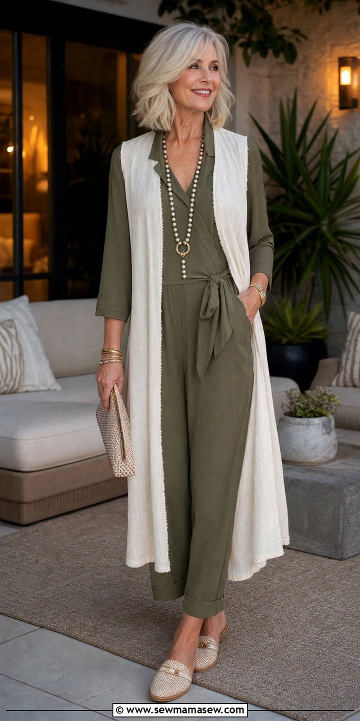 Relaxed Jumpsuit With a Lightweight Duster - 25 Elevated casual outfit ideas for women over 60