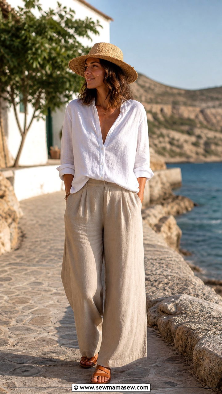 Relaxed Linen Shirt and Wide Leg Pants - 20 Author photo outfit ideas