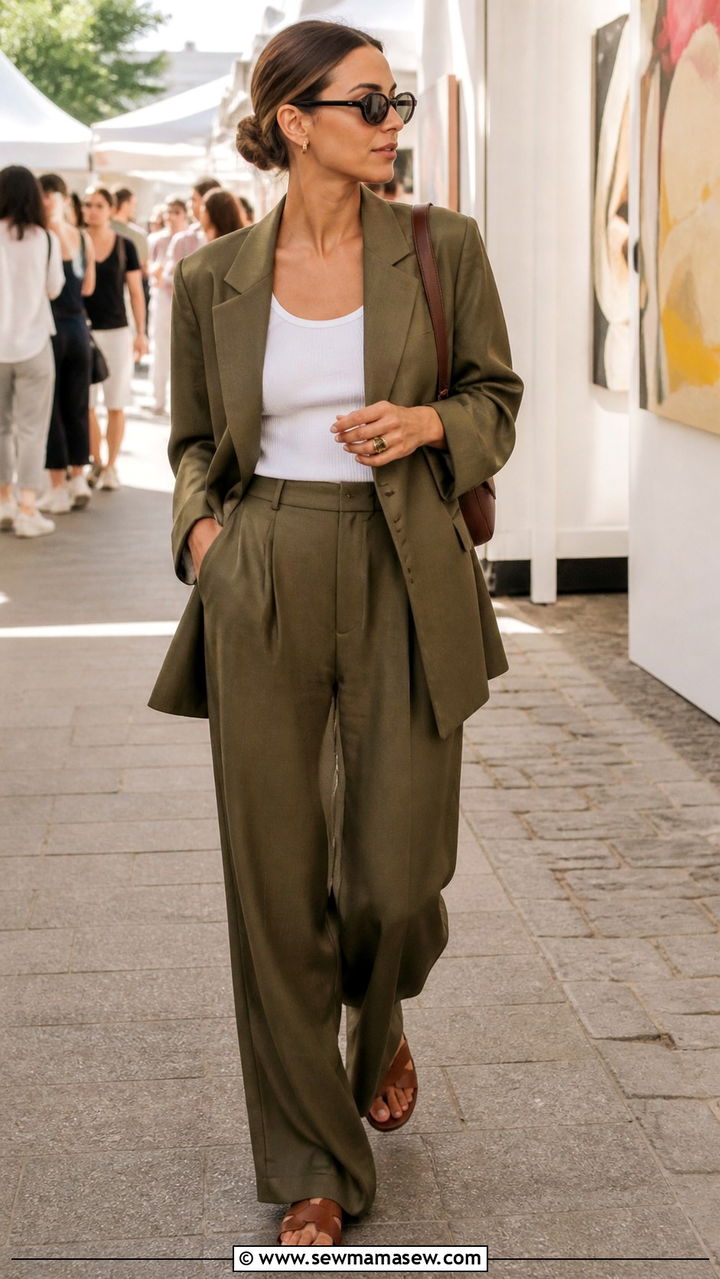 Relaxed Suit in Muted Tones Outfit - 20 Art show outfit ideas