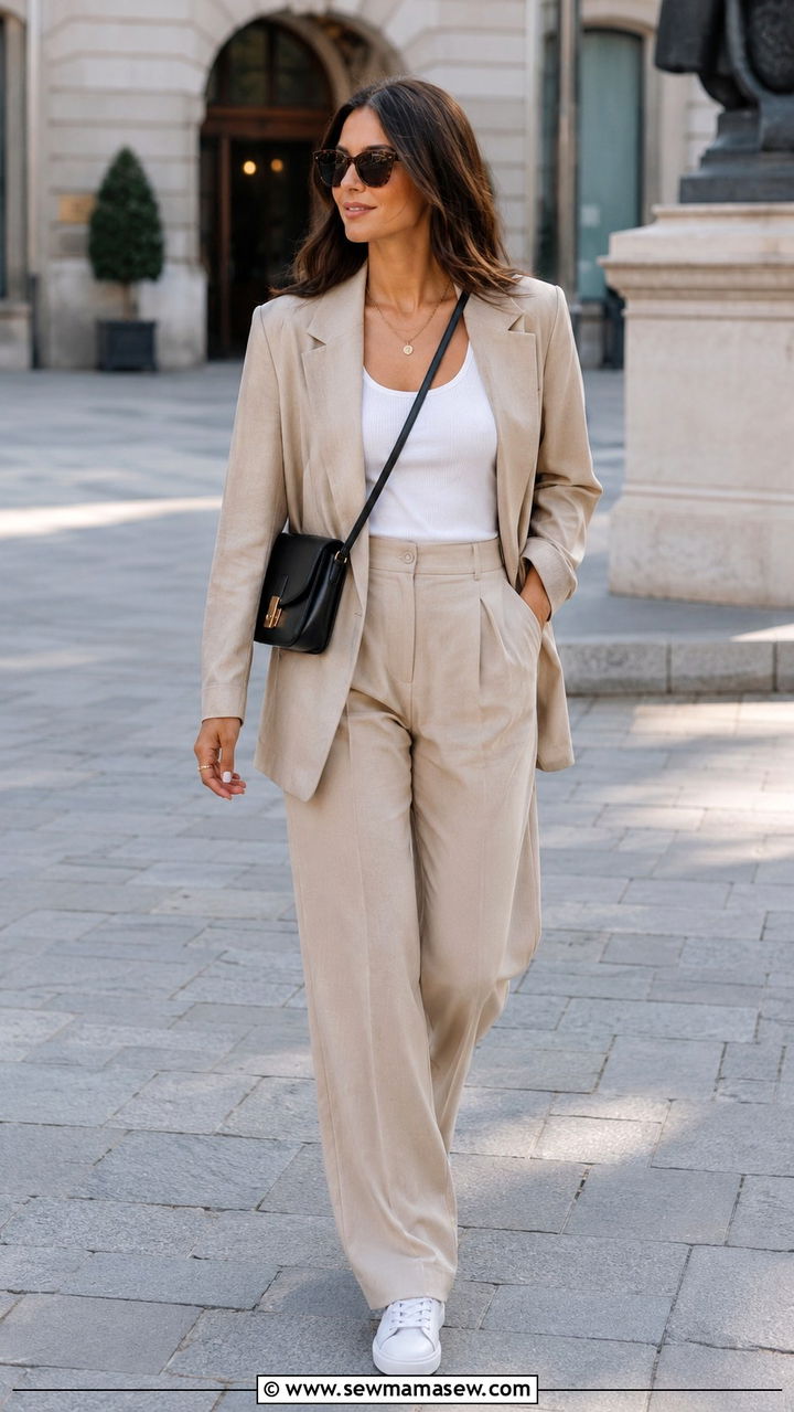 Relaxed Suit with Sneakers - 30 Late March outfit ideas