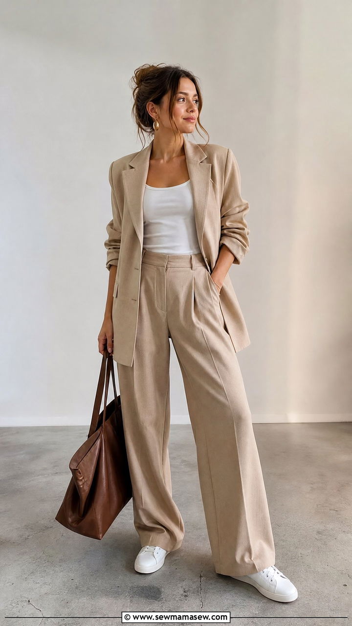 Relaxed blazer and trouser matching set office - 30 Matching set outfit ideas for office
