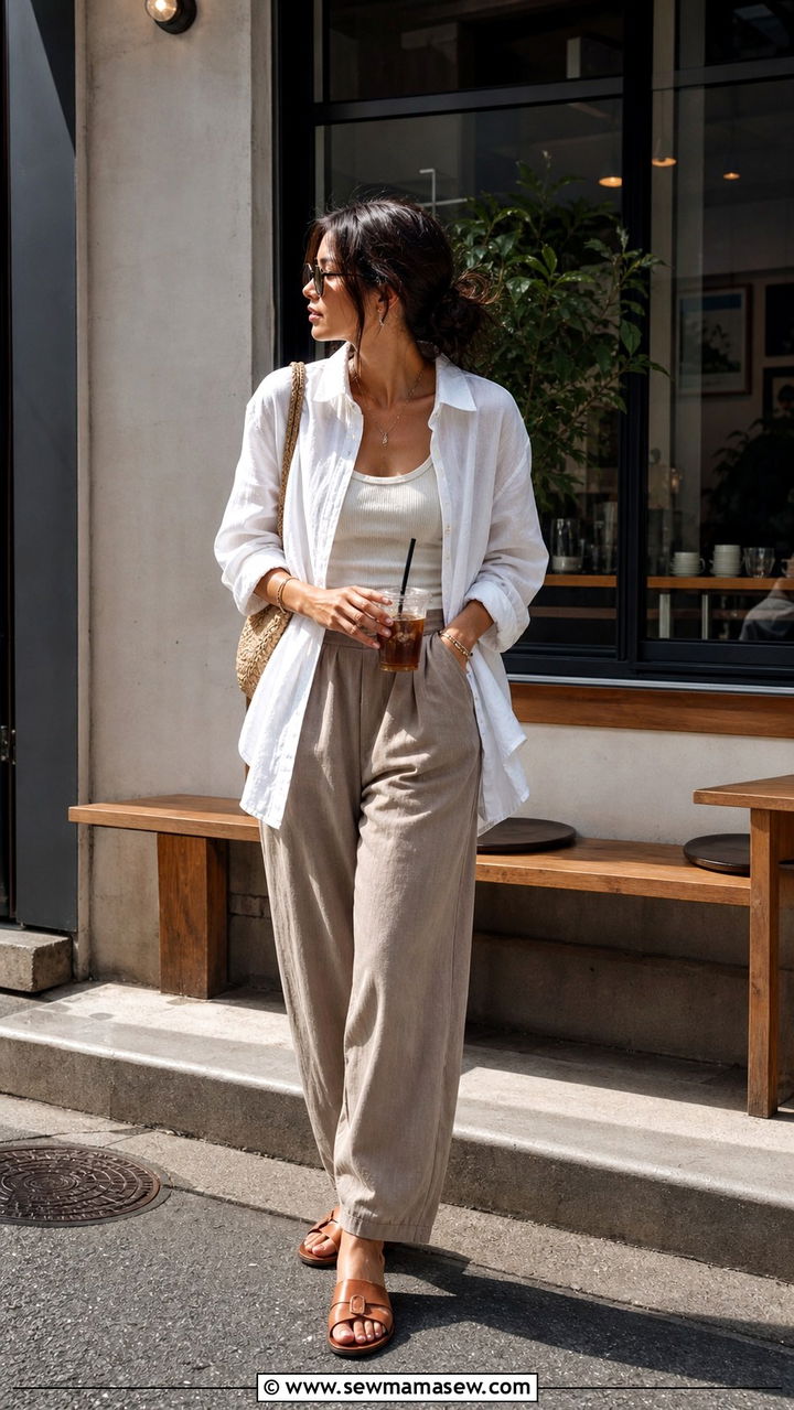 Relaxed linen button up and barrel leg trousers for transitional weather - 40 What to wear in Tokyo
