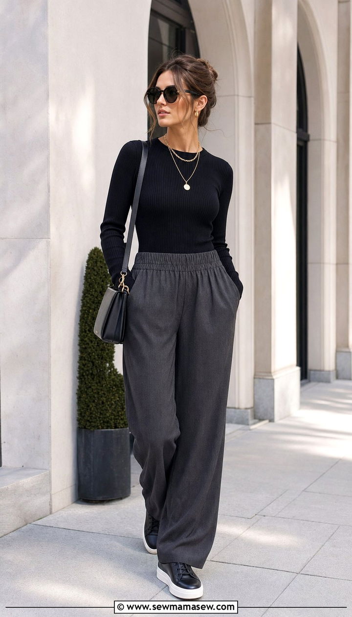 Relaxed trousers with long sleeve top - 25 errands outfits 2026